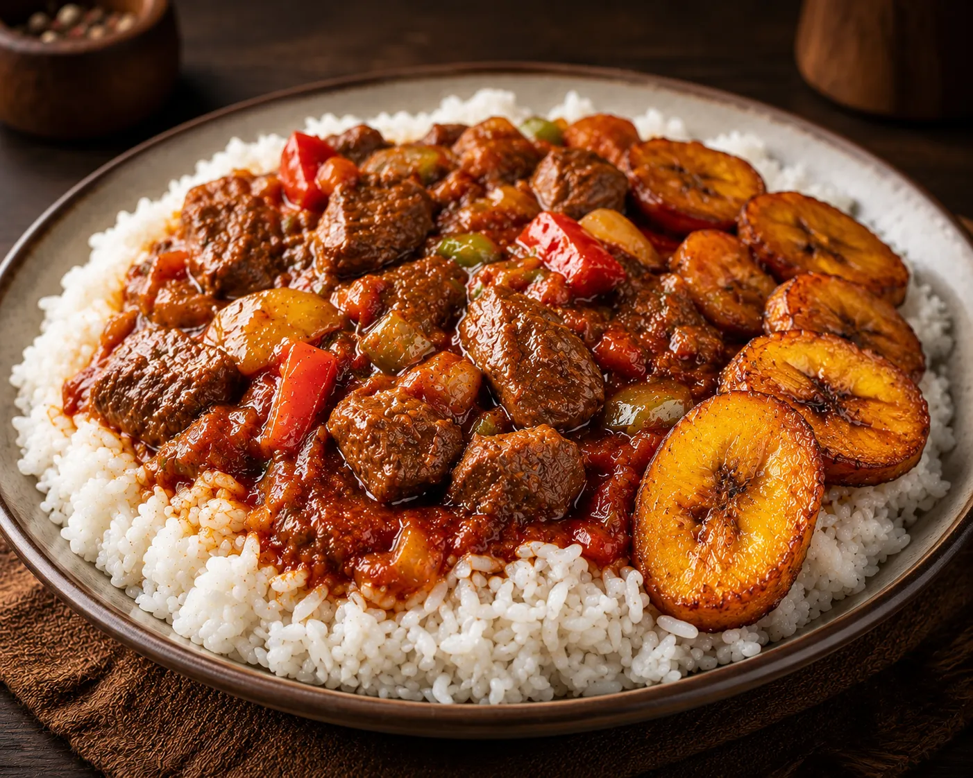 Riz sauce gras servi au restaurant gastronomique ESENGO à Brazzaville